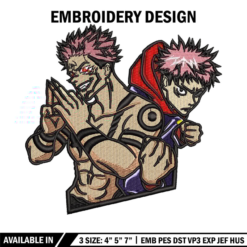 Sukuna x yuji embroidery design, Jujutsu embroidery, Anime design, Embroidery shirt, Embroidery file, Digital download.jpg