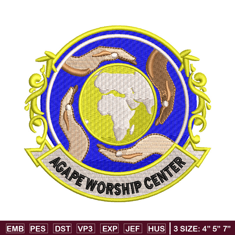 Agape Worship Center embroidery design, Agape Worship Center embroidery, logo design, Embroidery file, Instant download..jpg