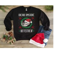 ugly christmas sweater | dead inside skeleton christmas sweatshirt, ugly christmas skeleton shirt, christmas gifts, funn