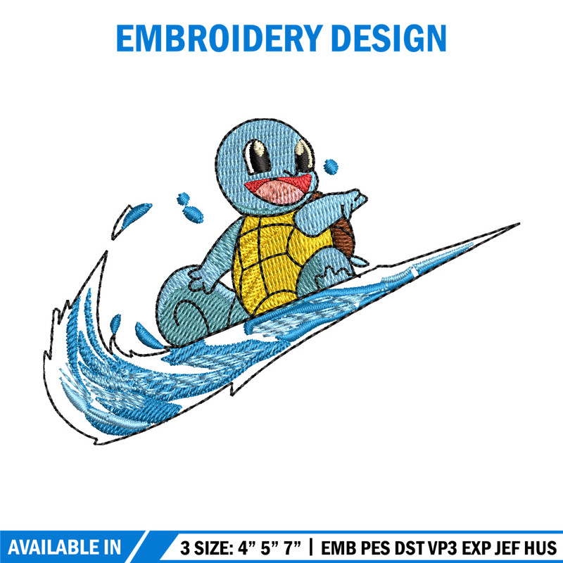 Swoosh squirtle embroidery design, Pokemon embroidery,Anime design,Embroidery file, Embroidery shirt, Digital download.jpg