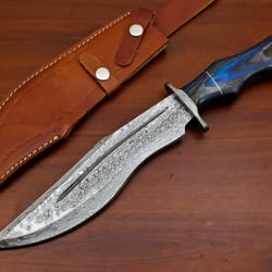 custom handmade damascus steel bowie hunting knife pakkawood handle gift for him groomsmen gift wedding anniversary gift