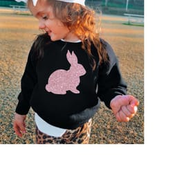 girls easter bunny sweatshirt, pink glitter bunny sweater kids, cute rabbit shirt girls, toddler girl outfits, matching