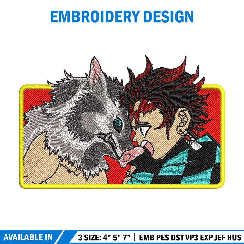 Tanjiro and Inosuke embroidery design, Kimetsu no Yaiba embroidery, anime design, anime shirt, Digital download.jpg