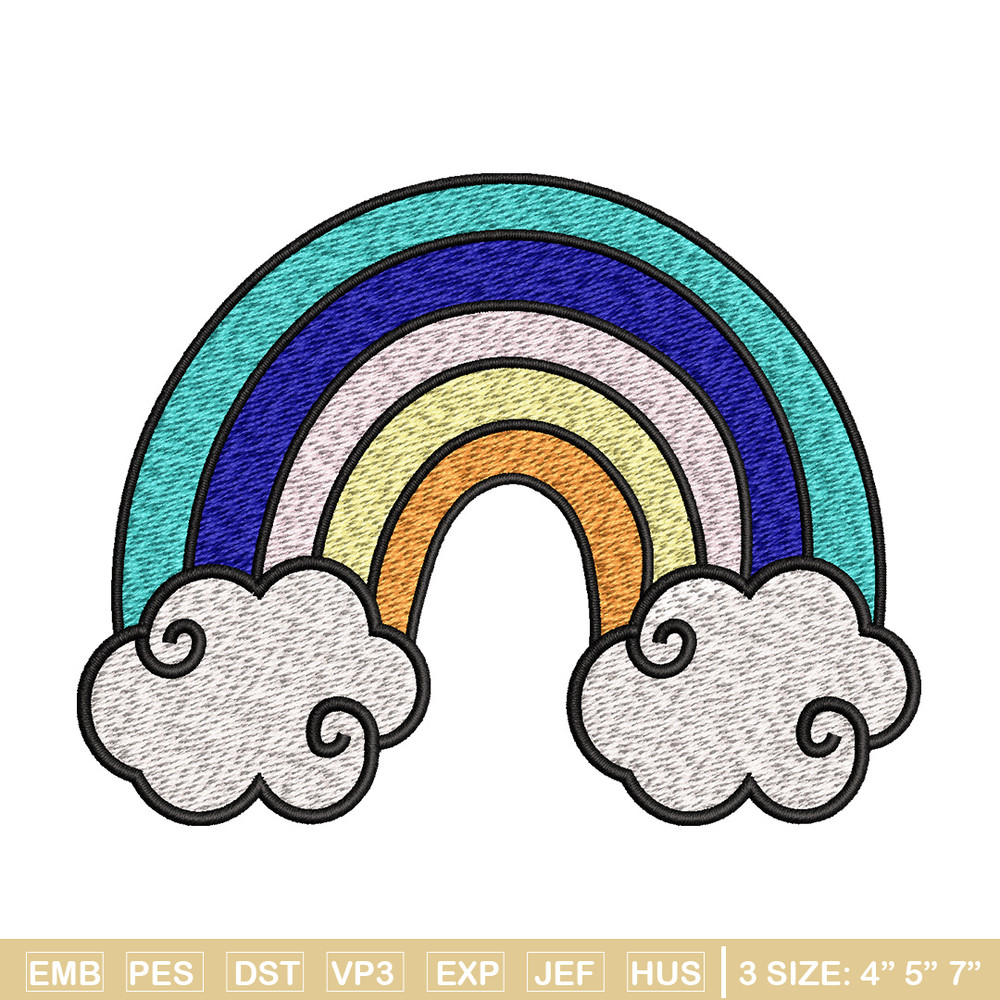 Rainbown cute embroidery design, Rainbown embroidery, Embroidery file, Embroidery shirt, Emb design, Digital download.jpg