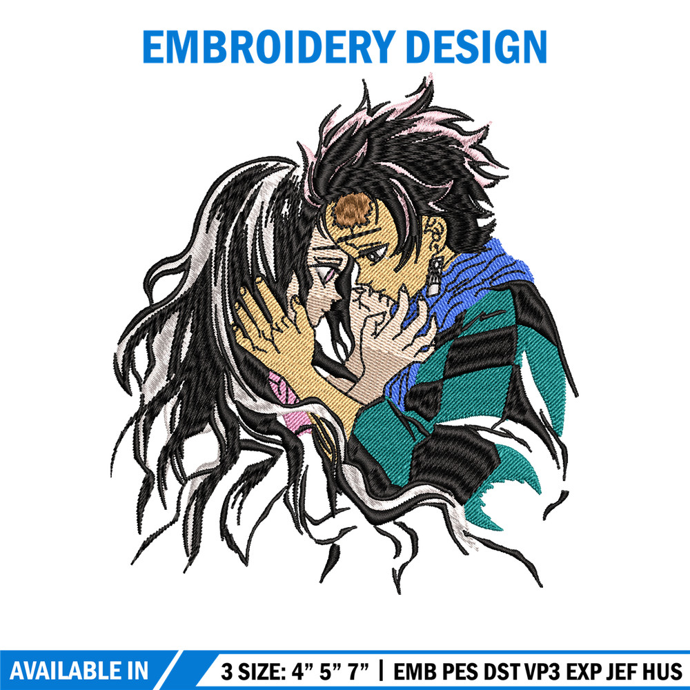 Tanjiro and Nezuko kamado embroidery design, Kimetsu no Yaiba embroidery, anime design, anime shirt, Digital download.jpg