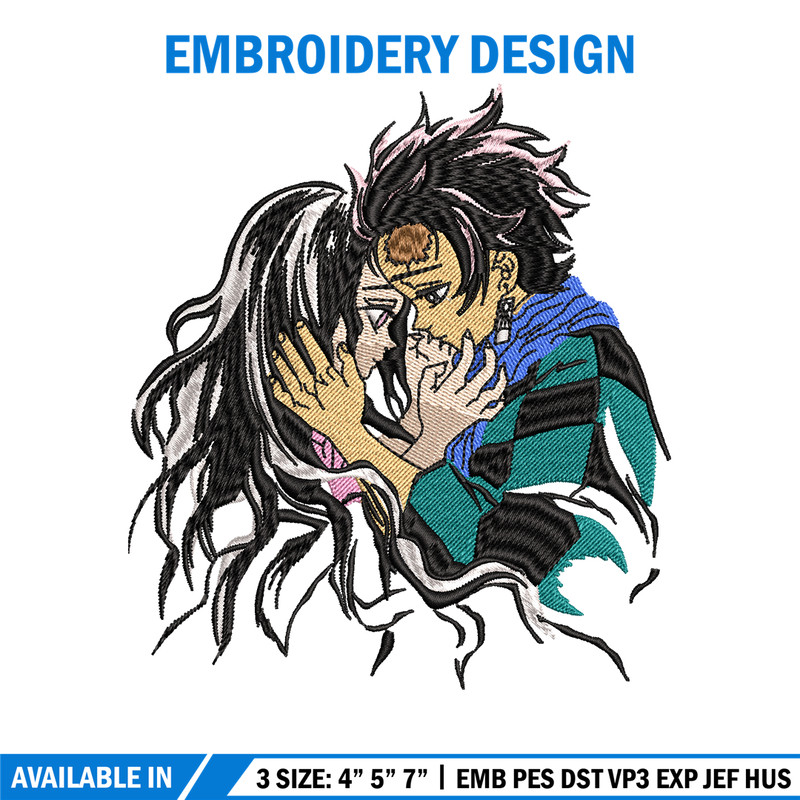Tanjiro and Nezuko kamado embroidery design, Kimetsu no Yaiba embroidery, anime design, anime shirt, Digital download.jpg