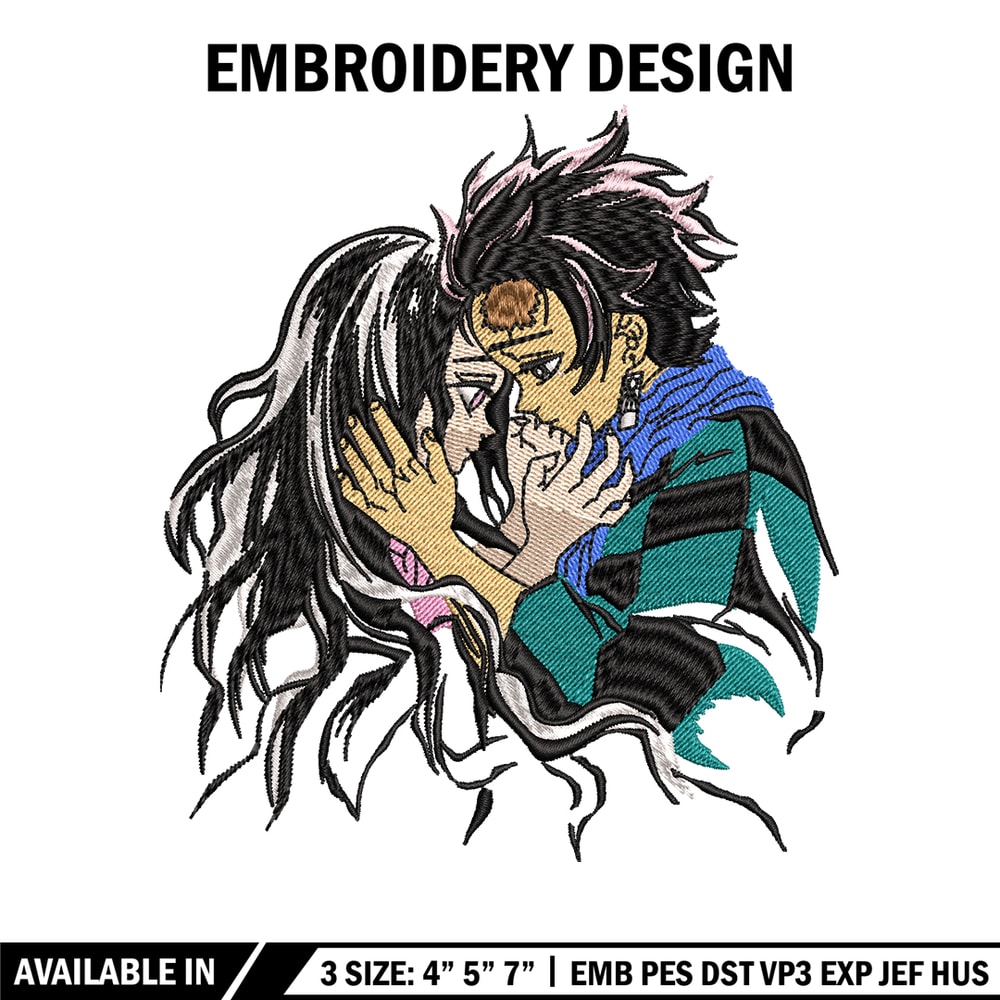 Tanjiro and Nezuko kamado embroidery design, Kimetsu no Yaiba embroidery, anime design, anime shirt, Digital download.jpg