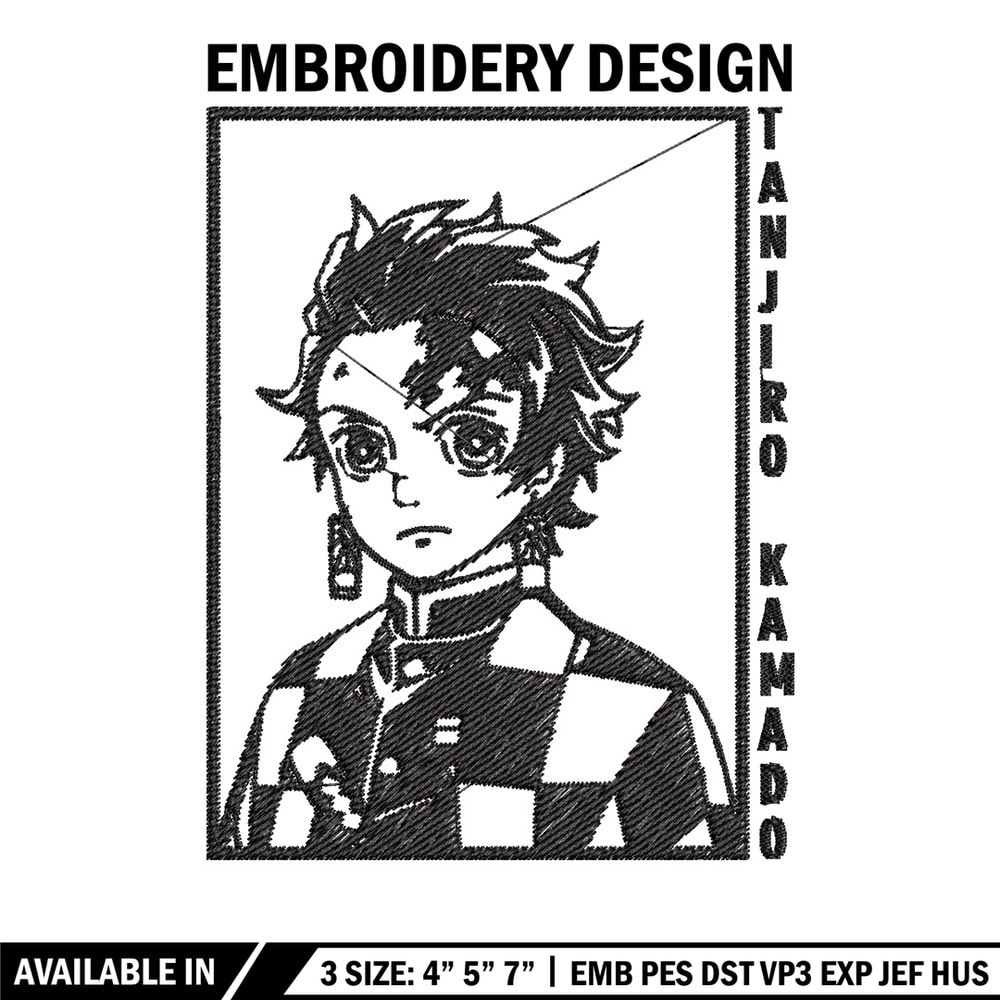 Tanjiro black embroidery design, Tanjiro embroidery, Embroidery shirt, Embroidery file, Anime design, Digital download.jpg