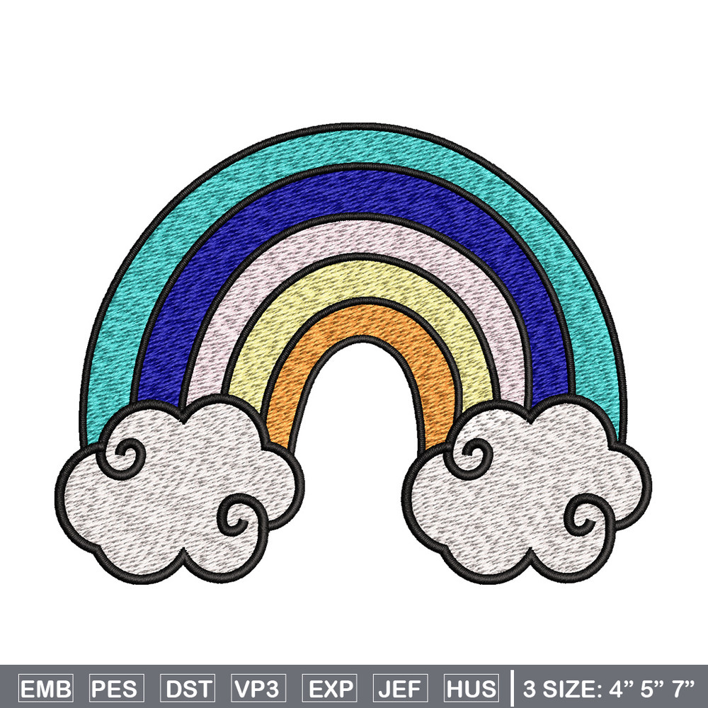 Rainbown cute embroidery design, Rainbown embroidery, Embroidery file, Embroidery shirt, Emb design, Digital download.jpg