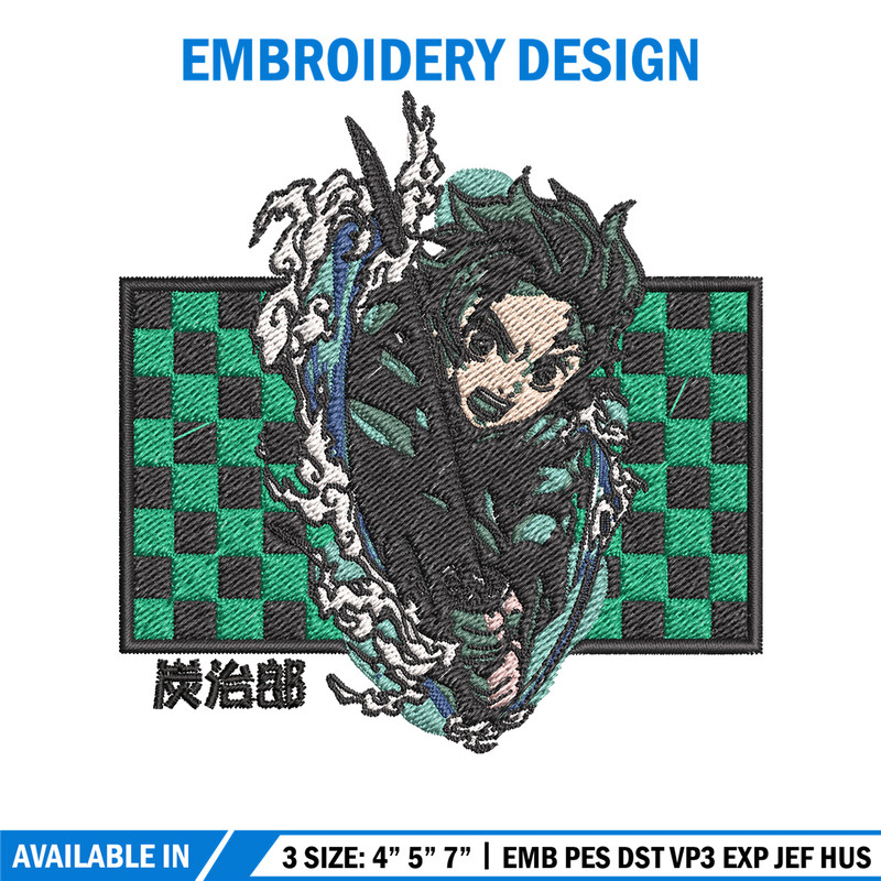 Tanjiro green embroidery design, Tanjiro embroidery, Embroidery shirt, Embroidery file, Anime design, Digital download.jpg