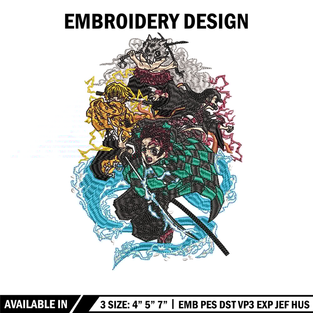 Tanjiro friends embroidery design, Kimetsu no Yaiba embroidery, logo design, anime design, anime shirt, Digital download.jpg