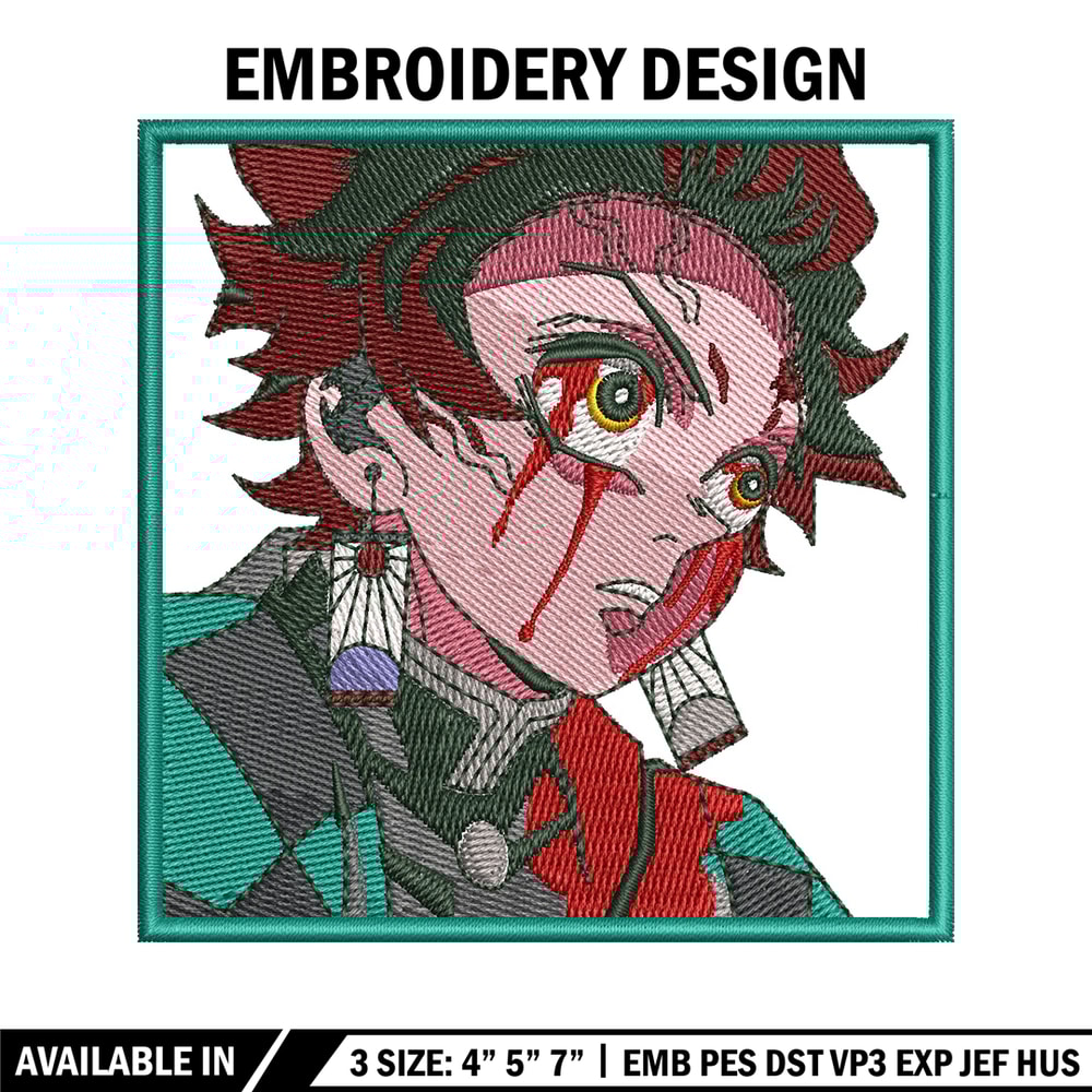 Tanjiro green embroidery design, Tanjiro embroidery, Anime design, Embroidery shirt, Embroidery file, Digital download.jpg