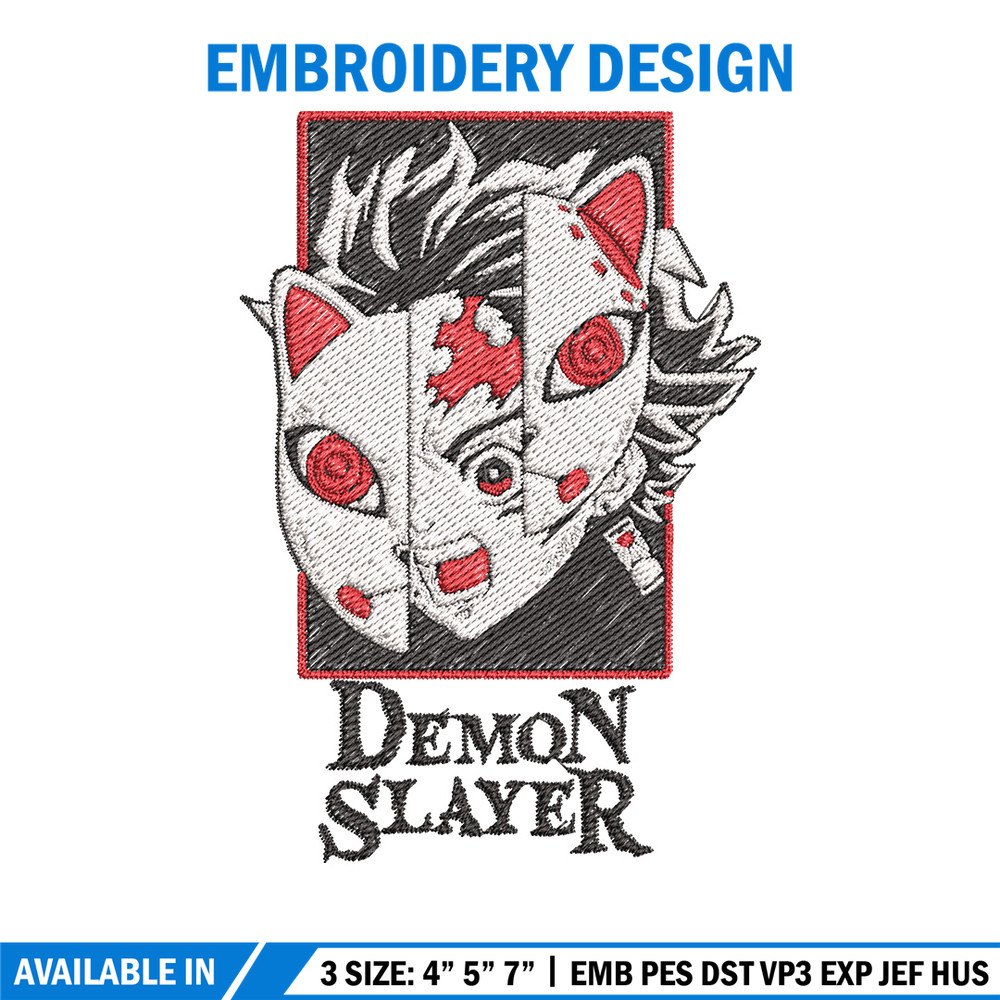 Tanjiro mask embroidery design, Tanjiro embroidery, Embroidery shirt, Embroidery file, Anime design, Digital download.jpg