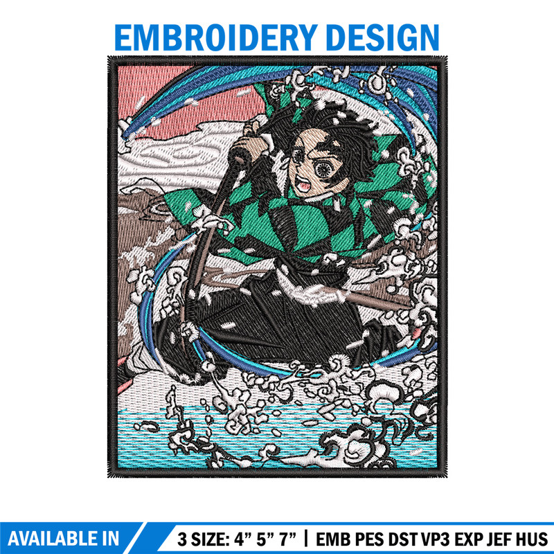 Tanjiro water embroidery design, Tanjiro embroidery, Anime design, Embroidery shirt, Embroidery file, Digital download.jpg