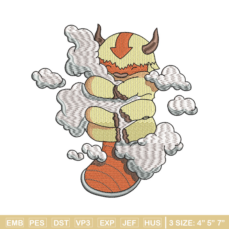 Appa With Clouds embroidery design, Avatar cartoon embroidery, cartoon design, cartoon shirt, Digital download.jpg