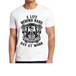 motorcycle t shirt skeleton life behind bars biker funny retro cool tee 44