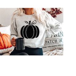fall pumpkin sweatshirt, black halloween pumpkin sweatshirt, thanksgiving sweater, pumpkin long sleeve shirt, pumpkin cr