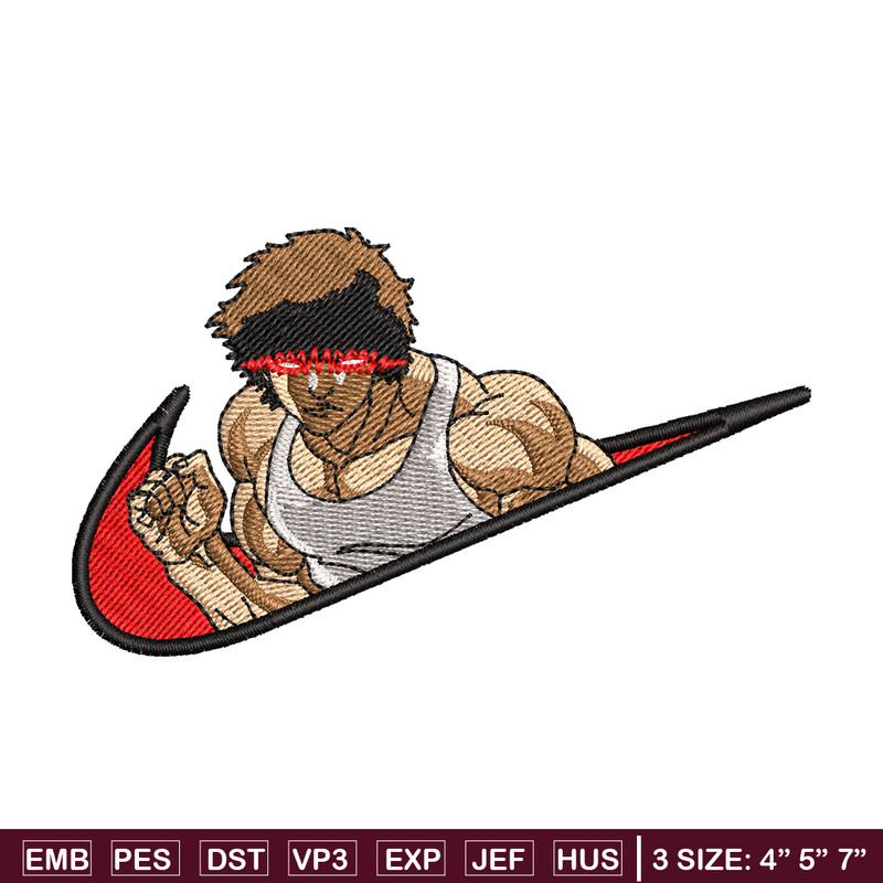 Baki angry face embroidery design, Baki anime embroidery, nike design, embroidery file, anime shirt, Digital download.jpg