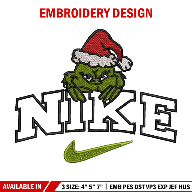 The Grinch Nike embroidery design, The Grinch embroidery, Nike design, Embroidery file, logo shirt,  Instant download..jpg