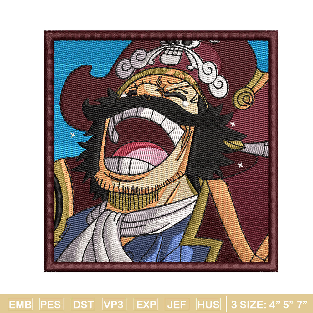 Roger laugh embroidery design, One piece embroidery, Anime design, Embroidery shirt, Embroidery file, Digital download.jpg