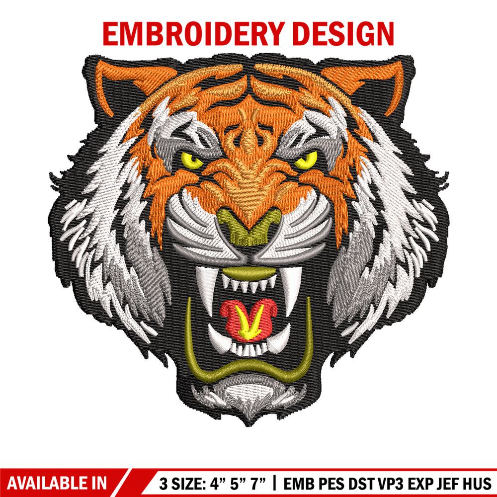 Tiger face embroidery design, Tiger embroidery, Embroidery file, Embroidery shirt, Emb design, Digital download.jpg