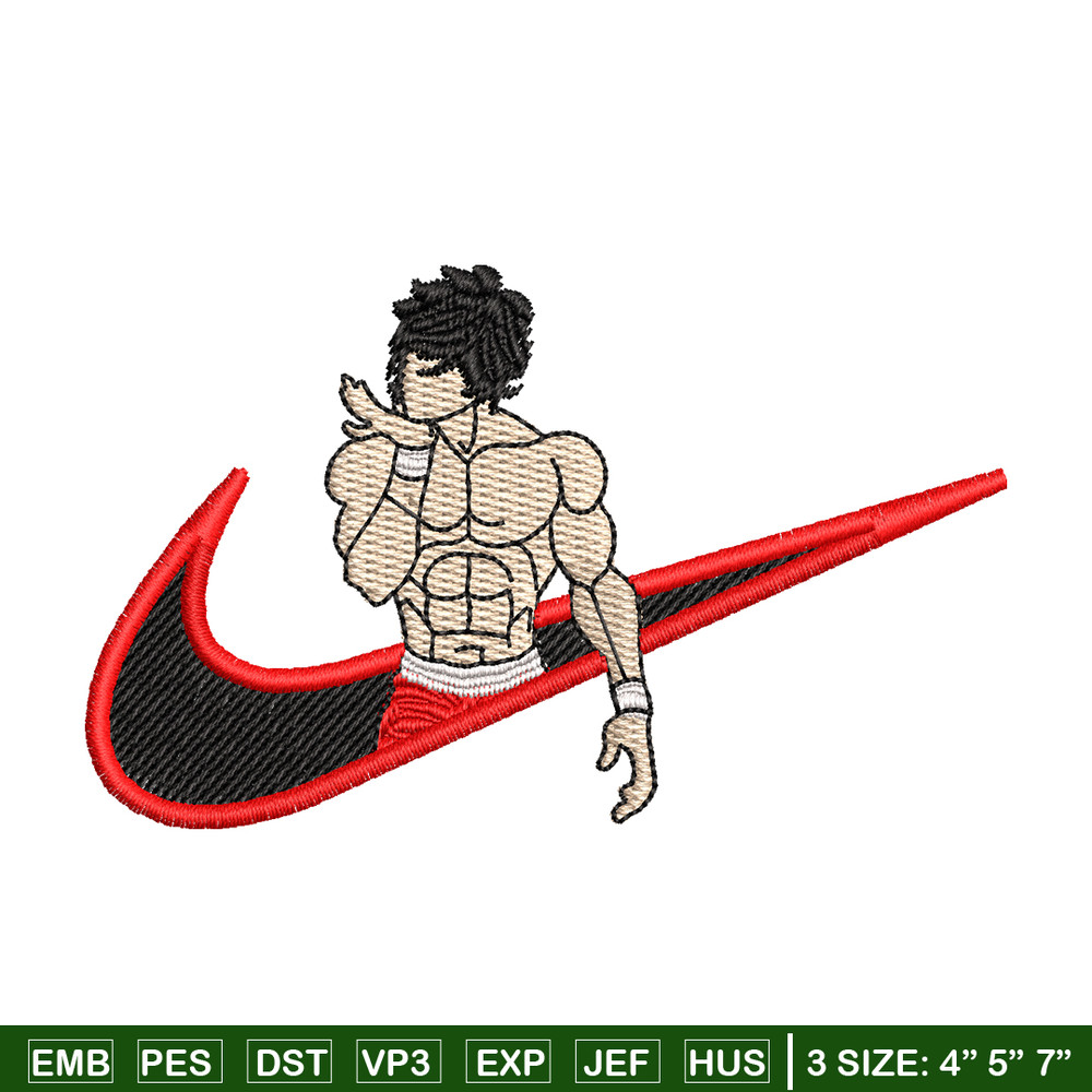 Baki nike embroidery design, Baki anime embroidery, nike design, Logo shirt, anime shirt, digital download.jpg