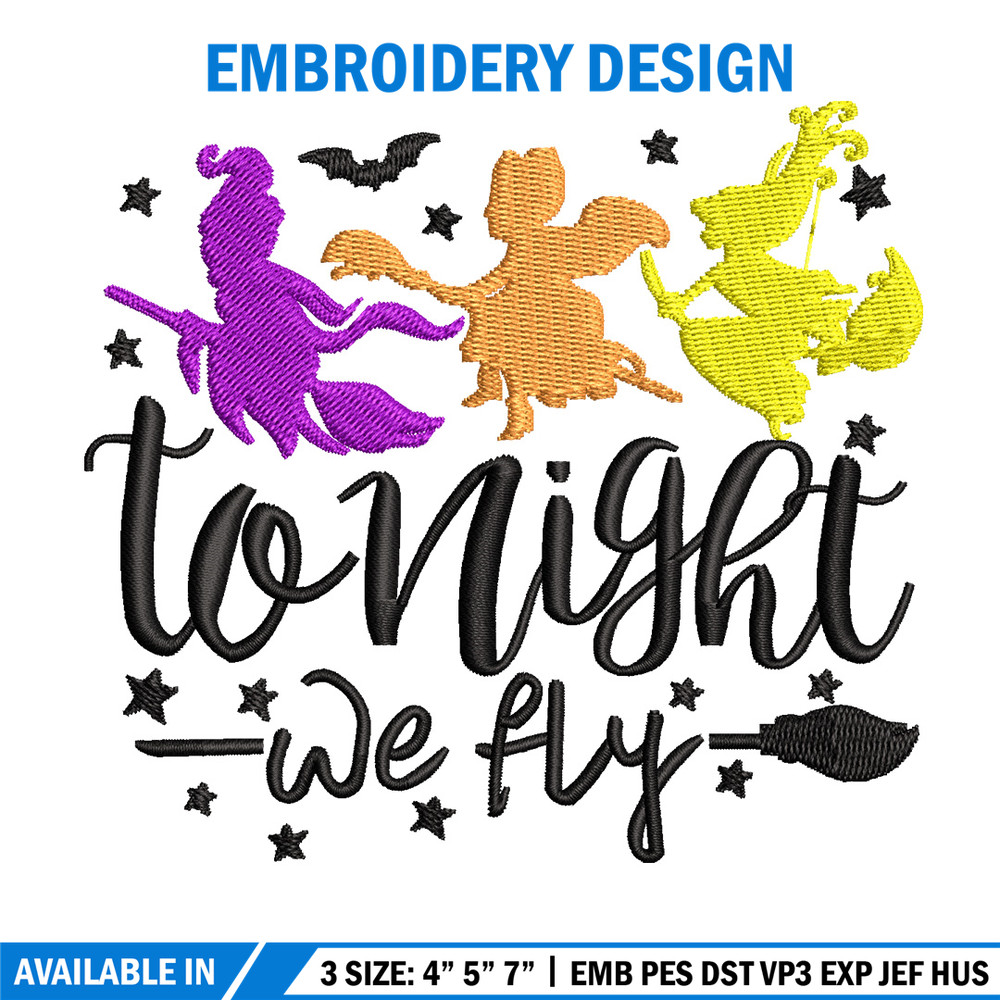 To night we fly embroidery design, Halloween embroidery, Emb design, Embroidery shirt, Embroidery file, Digital download.jpg