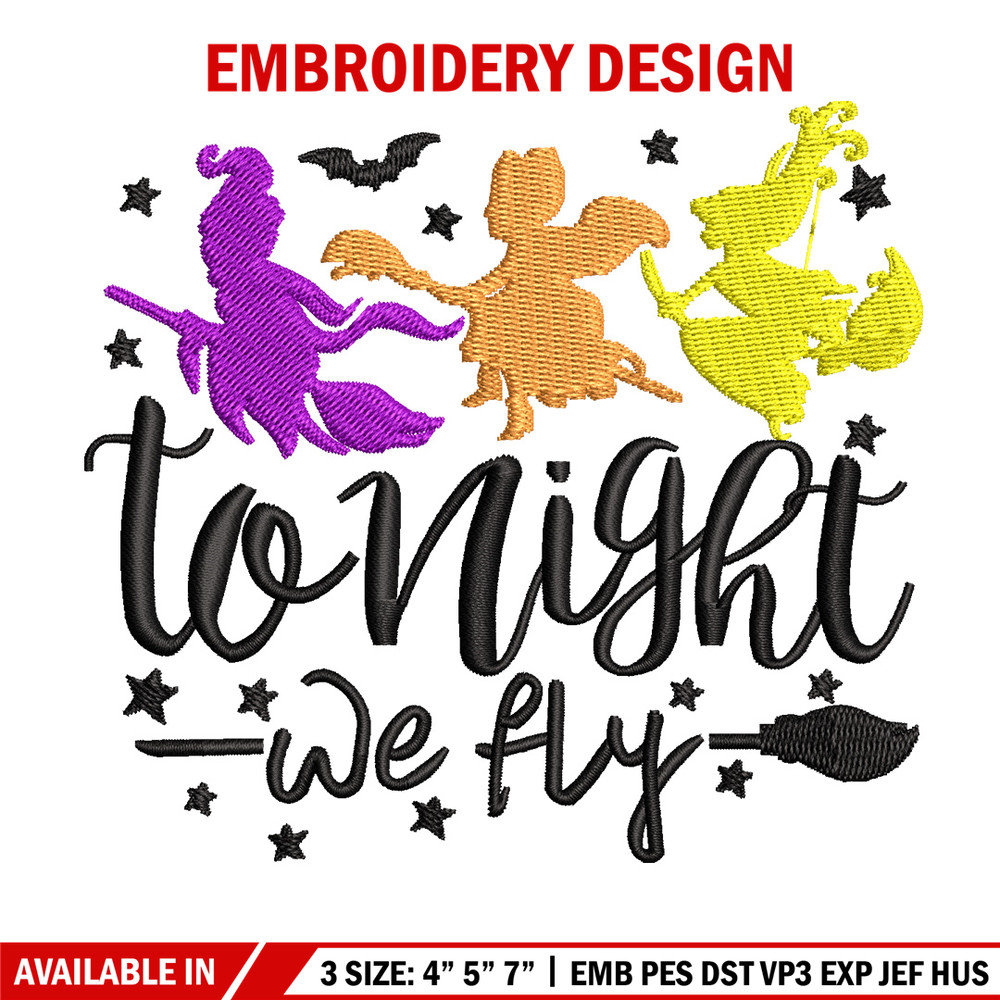 To night we fly embroidery design, Halloween embroidery, Emb design, Embroidery shirt, Embroidery file, Digital download.jpg
