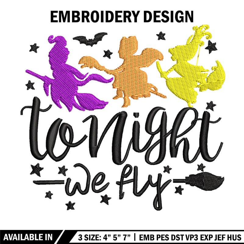To night we fly embroidery design, Halloween embroidery, Emb design, Embroidery shirt, Embroidery file, Digital download.jpg