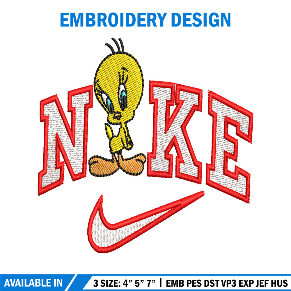 Tweety Nike embroidery design, Tweety cartoon embroidery, Nike design, embroidery file, logo shirt, Digital download..jpg