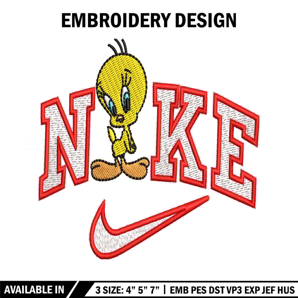 Tweety Nike embroidery design, Tweety cartoon embroidery, Nike design, embroidery file, logo shirt, Digital download..jpg