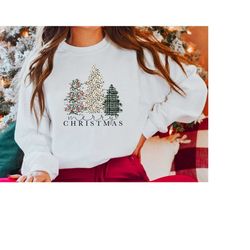 merry christmas trees sweatshirt, christmas crewneck, cute christmas shirt, womens christmas shirt, holiday sweater wome