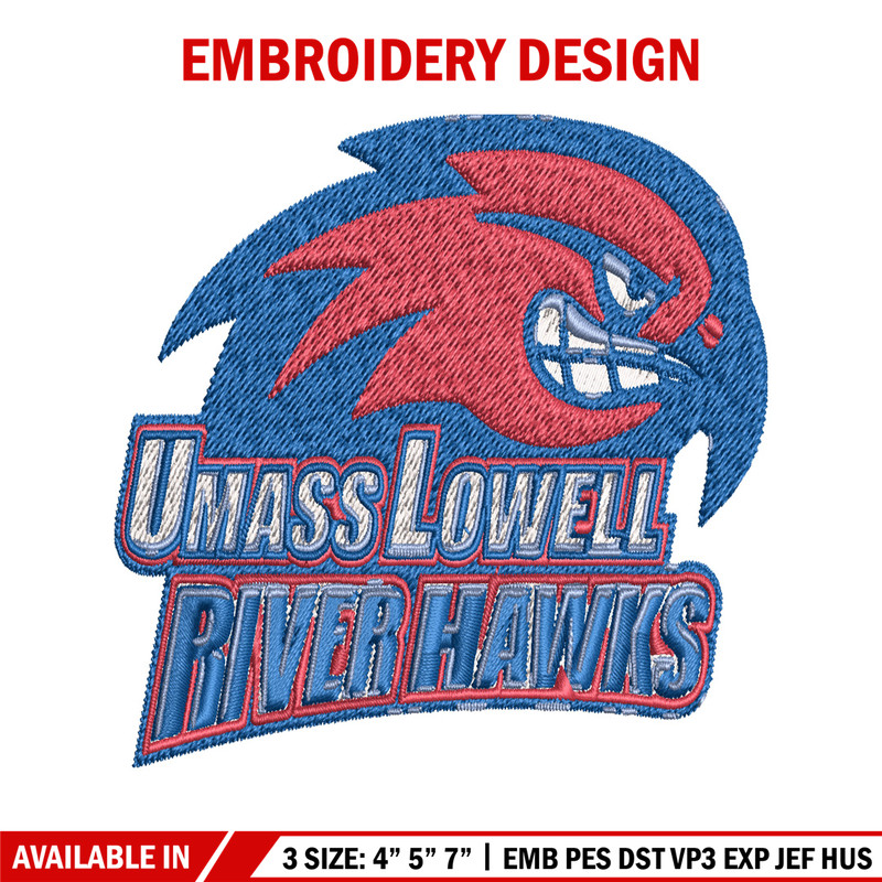 UMass Lowell River Hawks embroidery design, UMass Lowell River Hawks embroidery, logo Sport embroidery, NCAA embroidery..jpg
