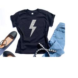 girls lightning bolt shirt, glitter lightning bolt t-shirt, little girls shirts, toddler girl shirt, girl power, girl ga