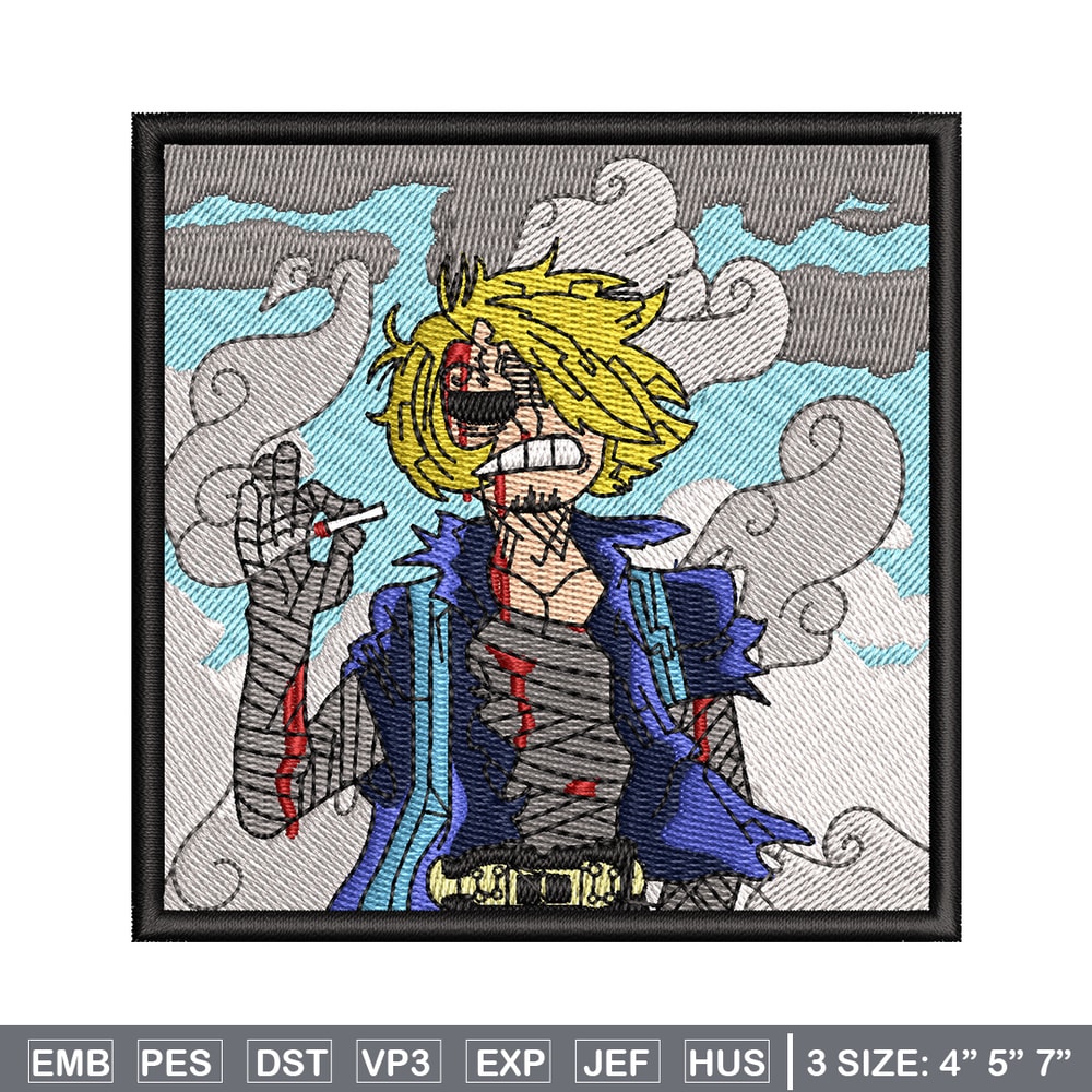 Sanji smoke embroidery design, One piece embroidery, Anime design, Embroidery file, Embroidery shirt, Digital download.jpg