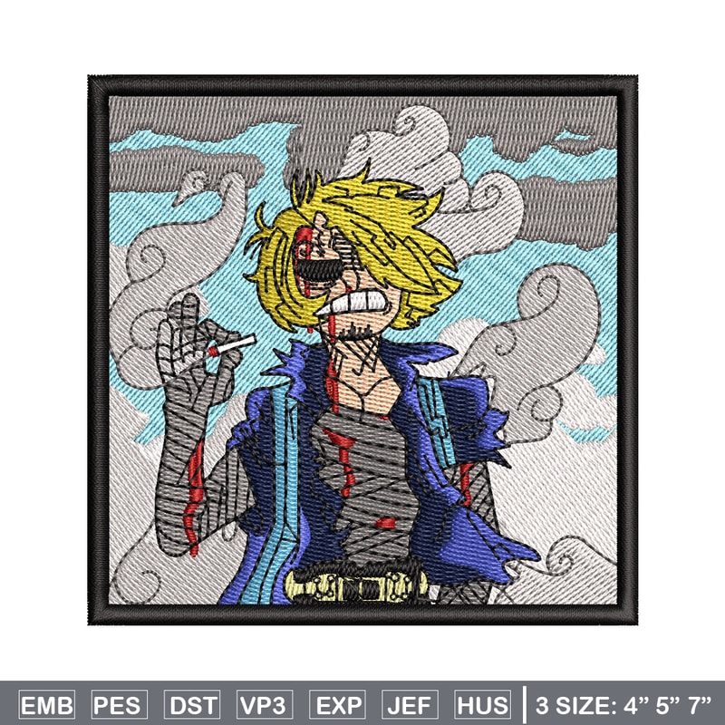 Sanji smoke embroidery design, One piece embroidery, Anime design, Embroidery file, Embroidery shirt, Digital download.jpg