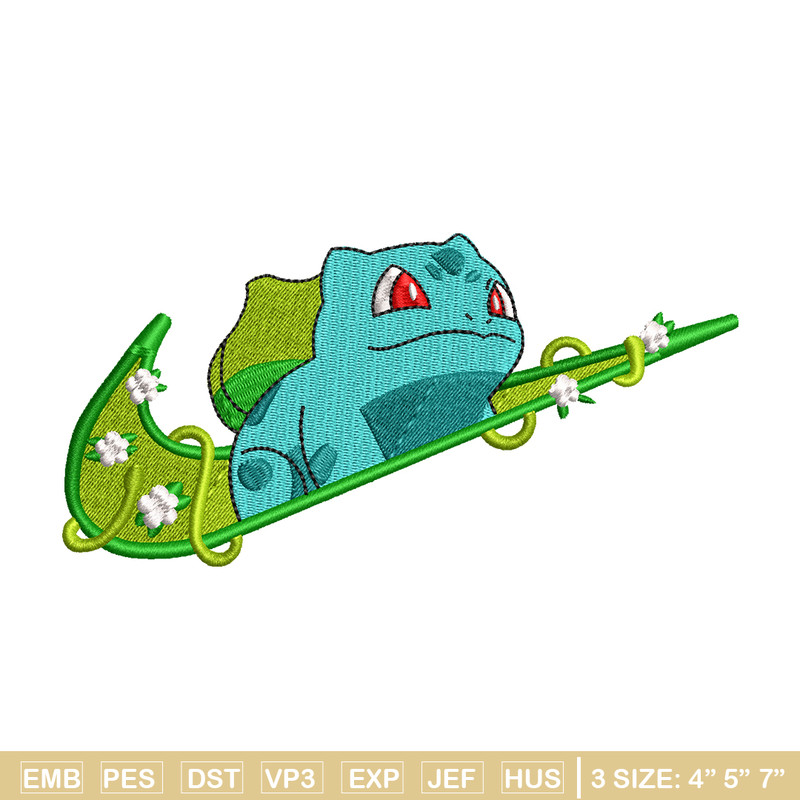 Bubasaur nike embroidery design, Pokemon embroidery, nike design, anime design, anime shirt, Digital download.jpg