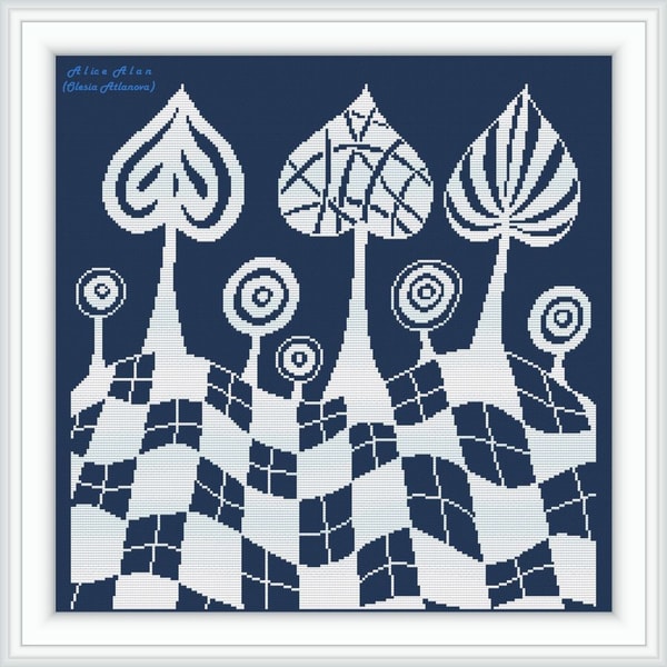 Cross stitch pattern Panel abstract Heart Tree Zentangle | Inspire Uplift