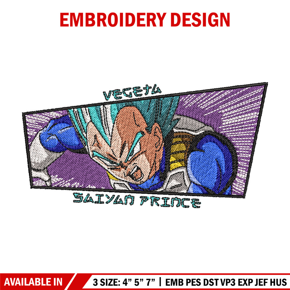 Vegeta blue embroidery design, Dragonball embroidery, Anime design, Embroidery shirt, Embroidery file, Digital download.jpg