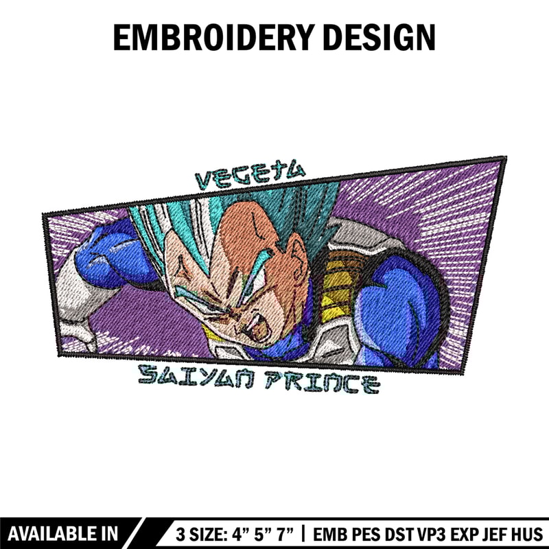Vegeta blue embroidery design, Dragonball embroidery, Anime design, Embroidery shirt, Embroidery file, Digital download.jpg