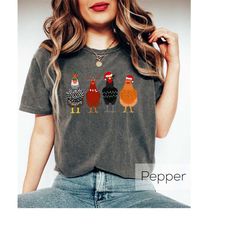 christmas chickens crewneck sweatshirt gift for farmer, funny chickens hoodie, funny animal t-shirt, christmas country s