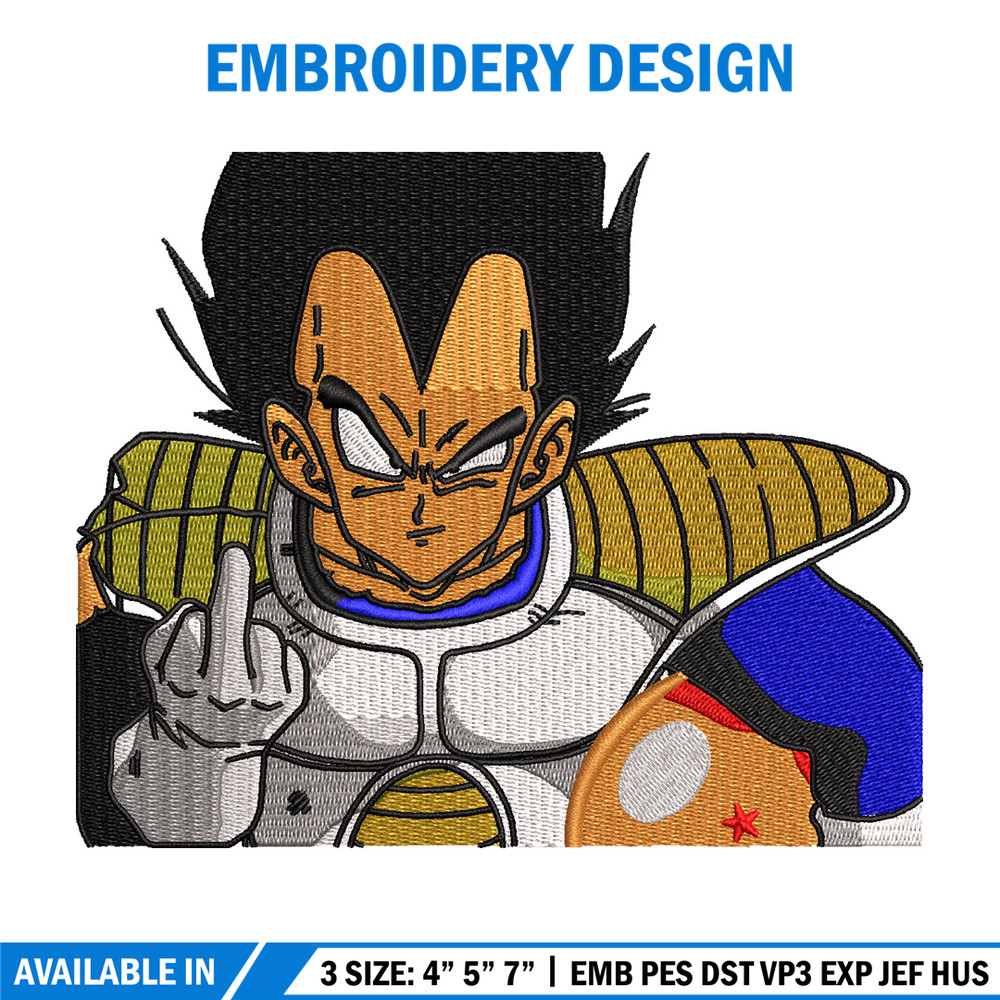Vegeta saiyan embroidery design, Dragonball embroidery, Anime design, Embroidery shirt, Embroidery file, Digital download.jpg