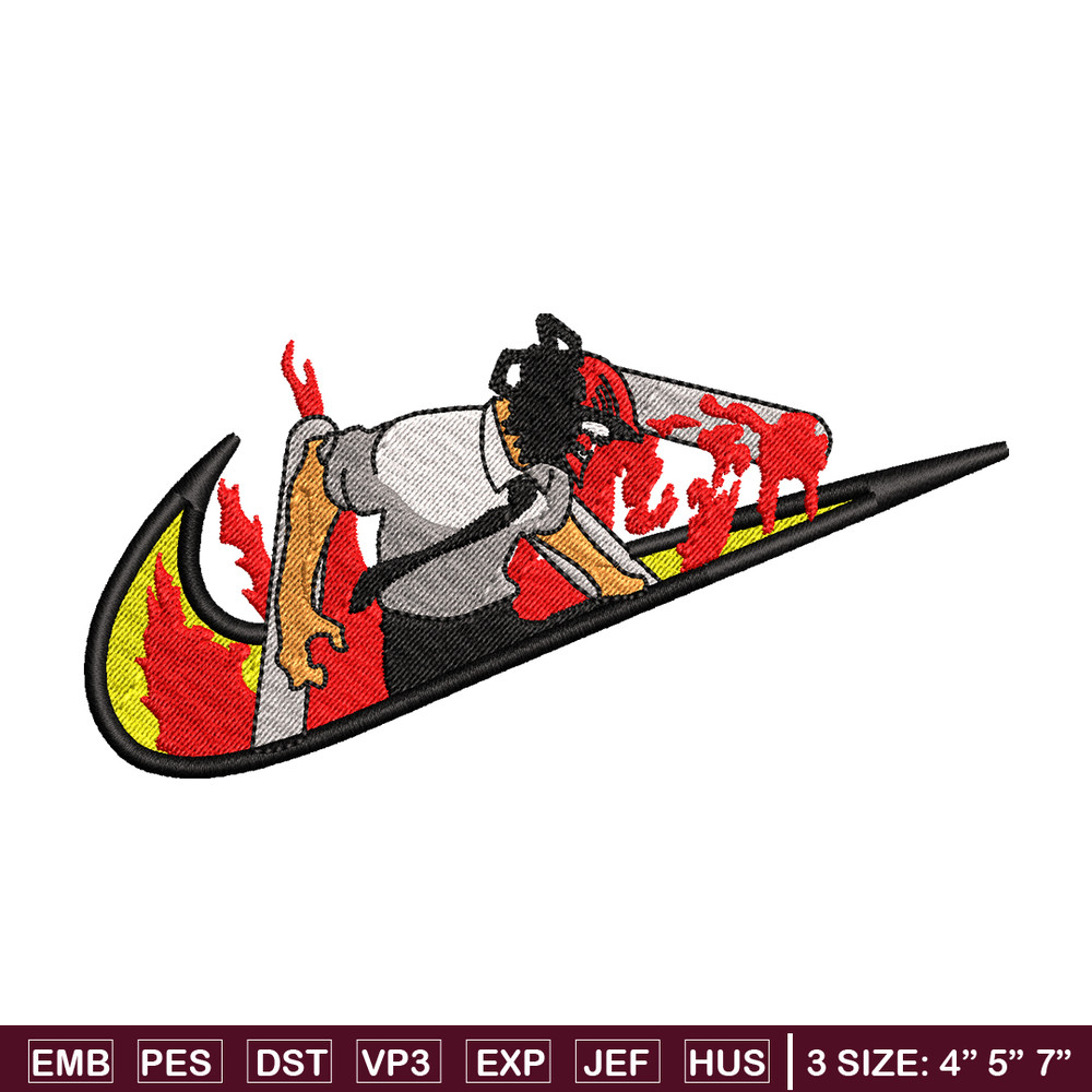 Chainsaw man Nike embroidery design, Chainsaw man embroidery, Nike design, anime design, anime shirt, Digital download.jpg