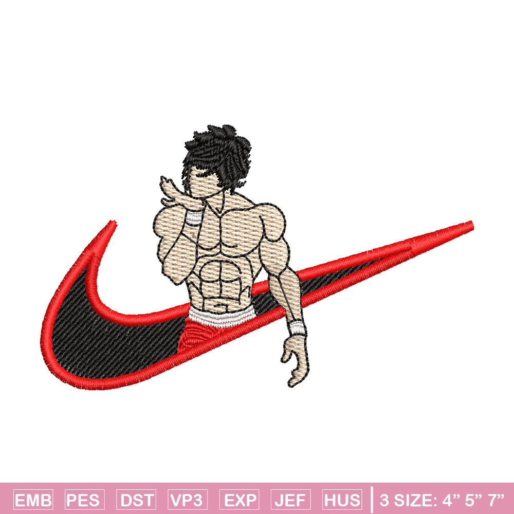 Baki nike embroidery design, Baki anime embroidery, nike design, Logo shirt, anime shirt, digital download.jpg
