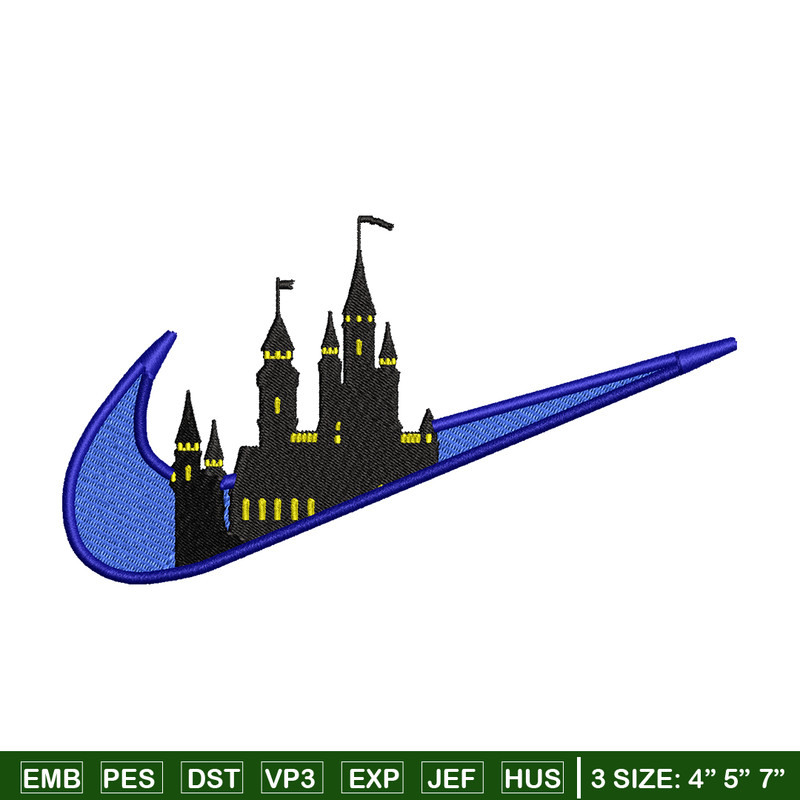 Castle Nike embroidery design, Castle embroidery, nike design, embroidery file, logo shirt, Digital download.jpg