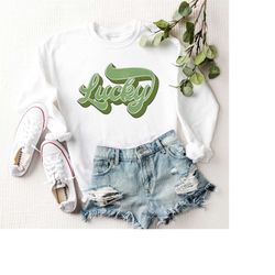 lucky sweatshirt, retro lucky sweater, st patricks day sweatshirt, lucky pullover, womens lucky sweatshirt, lucky crewne