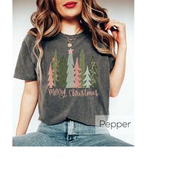 ladies merry christmas crewneck sweatshirt, family christmas tree tee, womens christmas hoodie, cute christmas t-shirt,