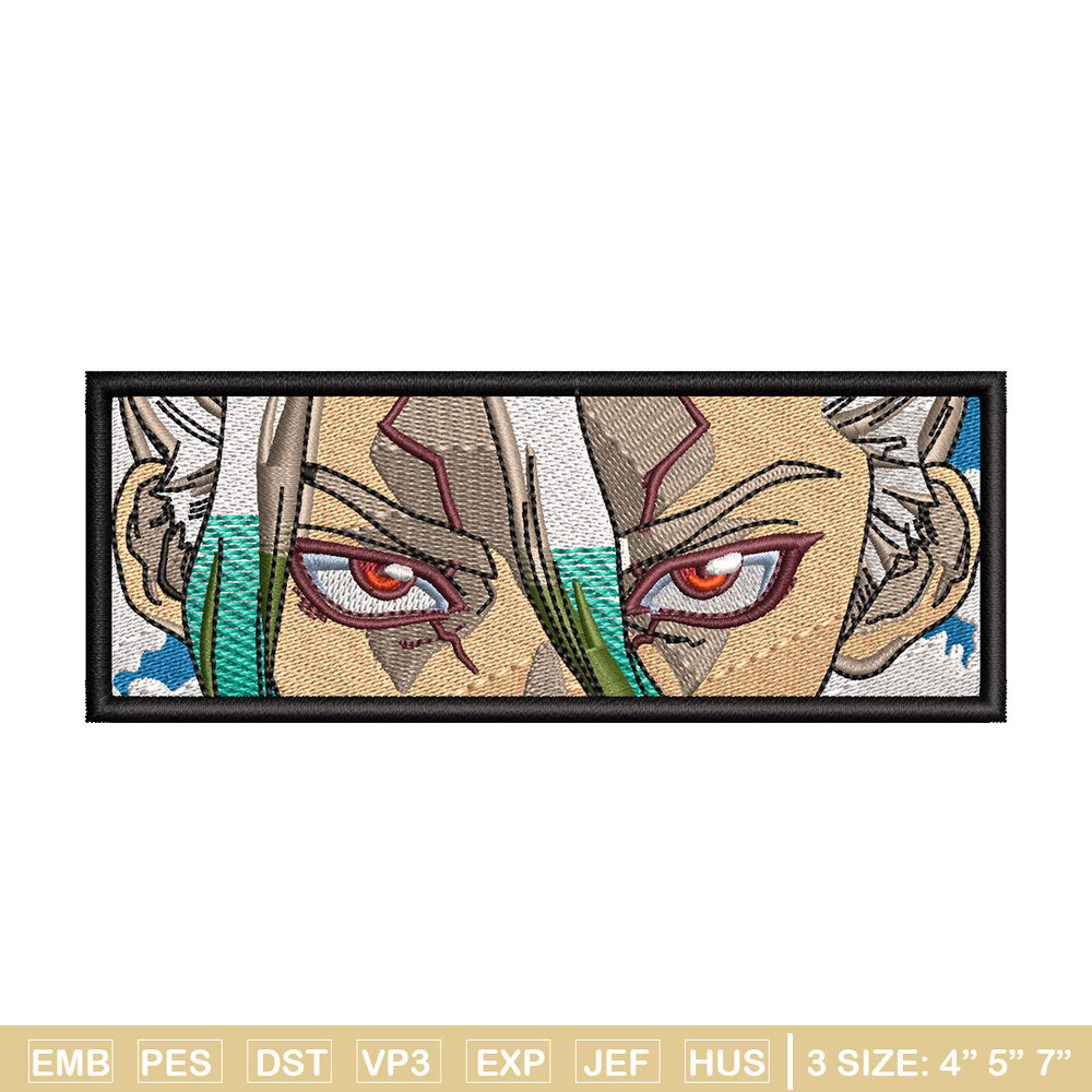 Senku eyes embroidery design, Dr stone embroidery, Anime design, Embroidery file, Embroidery shirt, Digital download.jpg