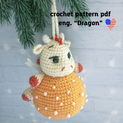 Crochet Pattern Dragon, Crochet Christmas decoration