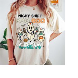 Night Shift Nurse Cute Health Worker Halloween Ghost Nurse T-shirt, Boo Crew Shirt, Halloween Ghost Shirt, Custom Nurse